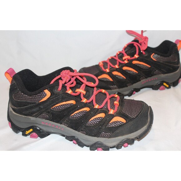 Merrell Women's Moab 3 Mid Waterproof Hiking Sneakers Black Pink SZ 7.5 NIB $140 - Picture 2 of 6